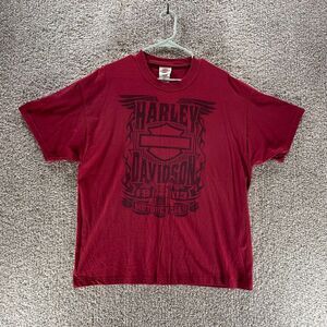 Harley Davidson Motorcycles Shirt Mens Extra Large Red Myrtle Beach SC Hanes VTG